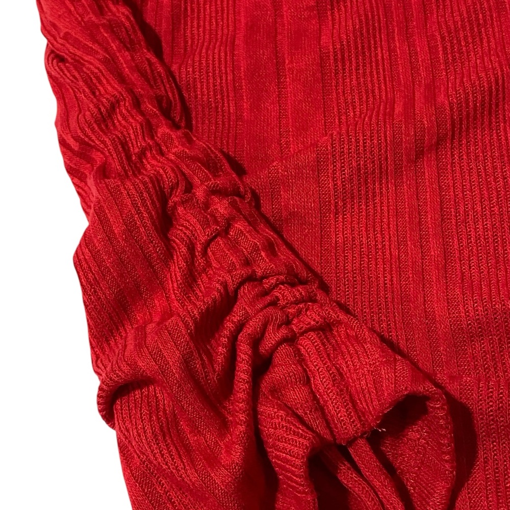 Revamped Crimson Long Sleeve Top Scoop Style Ruched of Shoulder Small - Picture 3 of 11